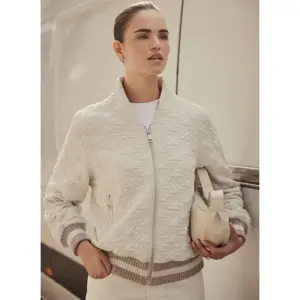 Mint Velvet Cream Star Quilted Bomber Jacket
